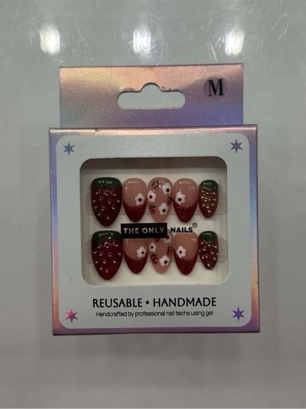 Press On Nails With A Strawberry Design (Ready To Ship)